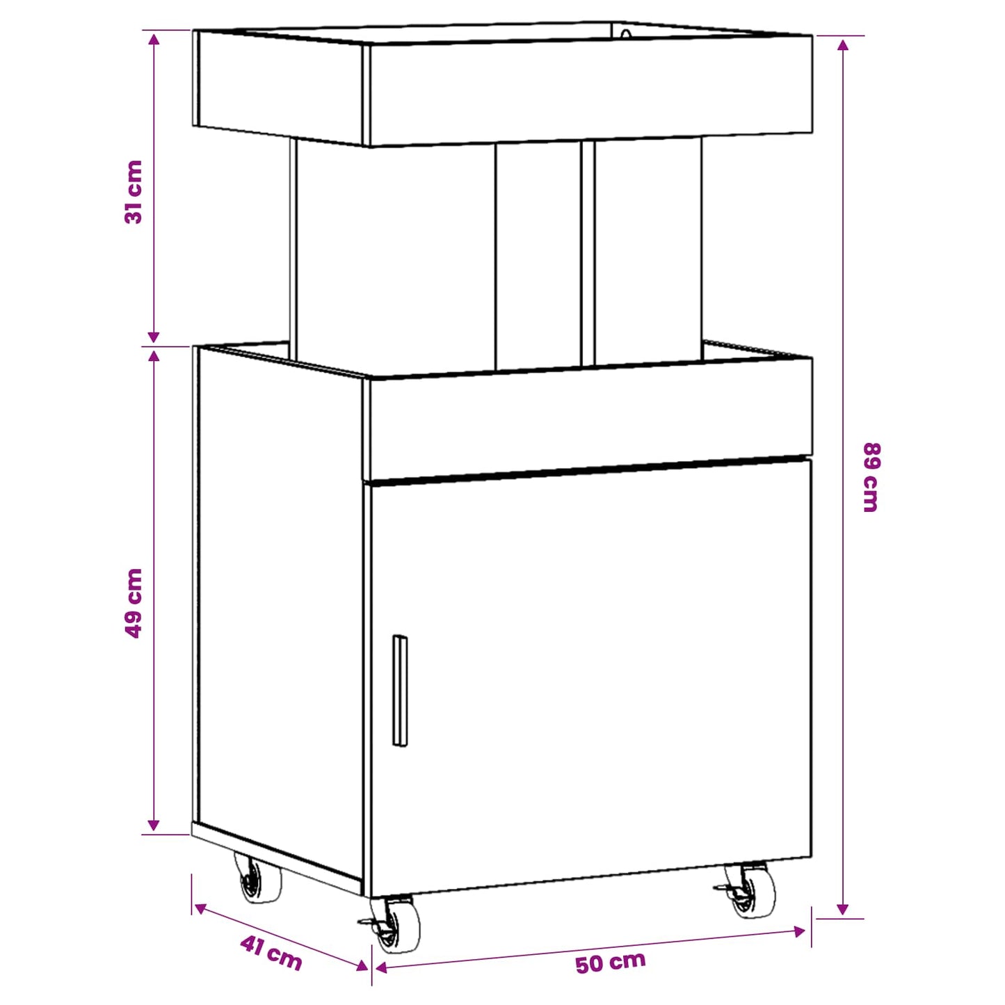 vidaXL Bar Cart Black Oak 50 x 41 x 89 cm Engineered Wood