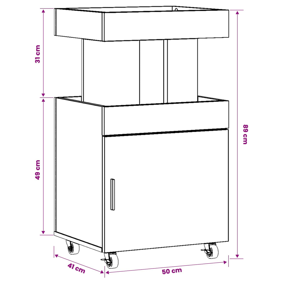 vidaXL Bar Cart Black Oak 50 x 41 x 89 cm Engineered Wood