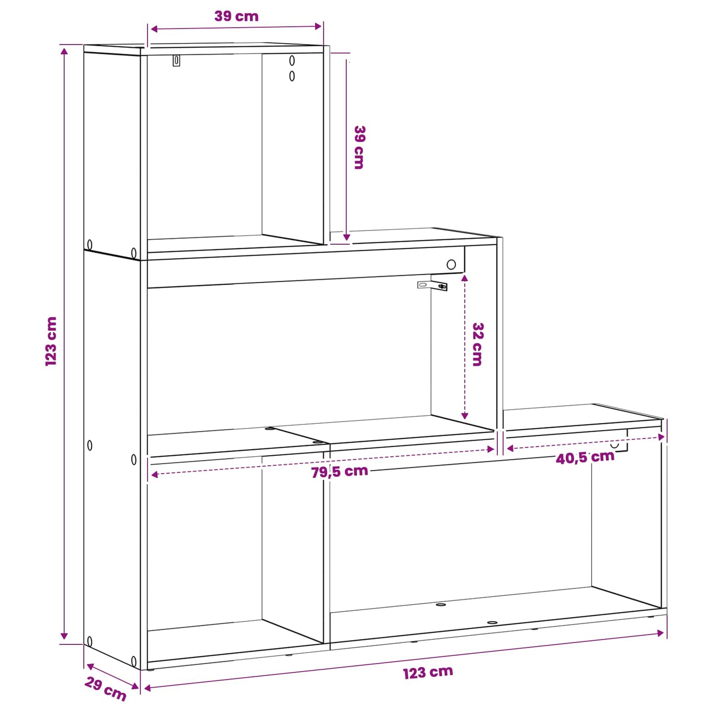 vidaXL Room Divider Bookcase 123 x 29 x 123 cm Engineered Wood