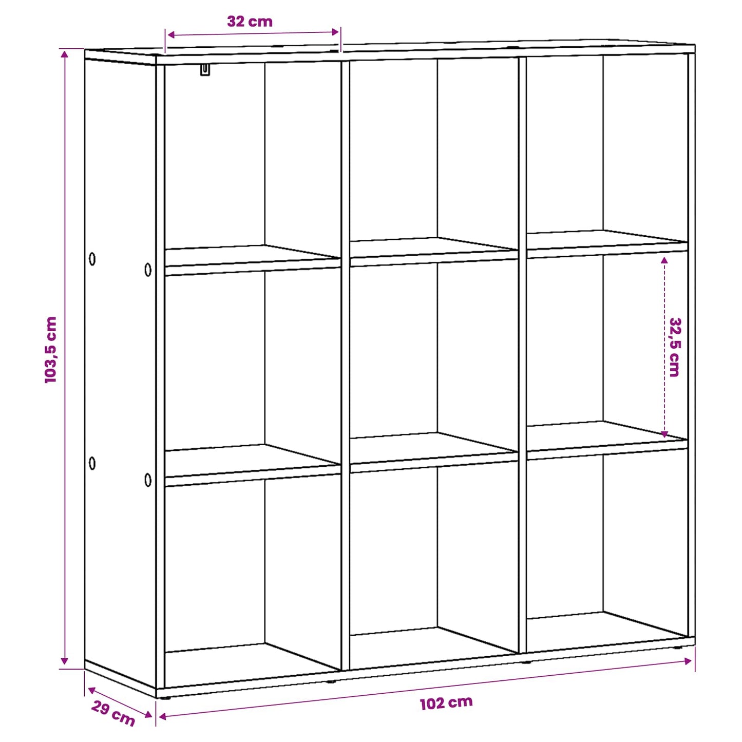 vidaXL Book Cabinet 102 x 29 x 103.5 cm Engineered Wood Black Oak