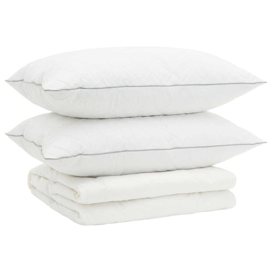 vidaXL 90% Goose Down Duvet Set FULDA 3 pcs 140 x 220 cm Summer White
