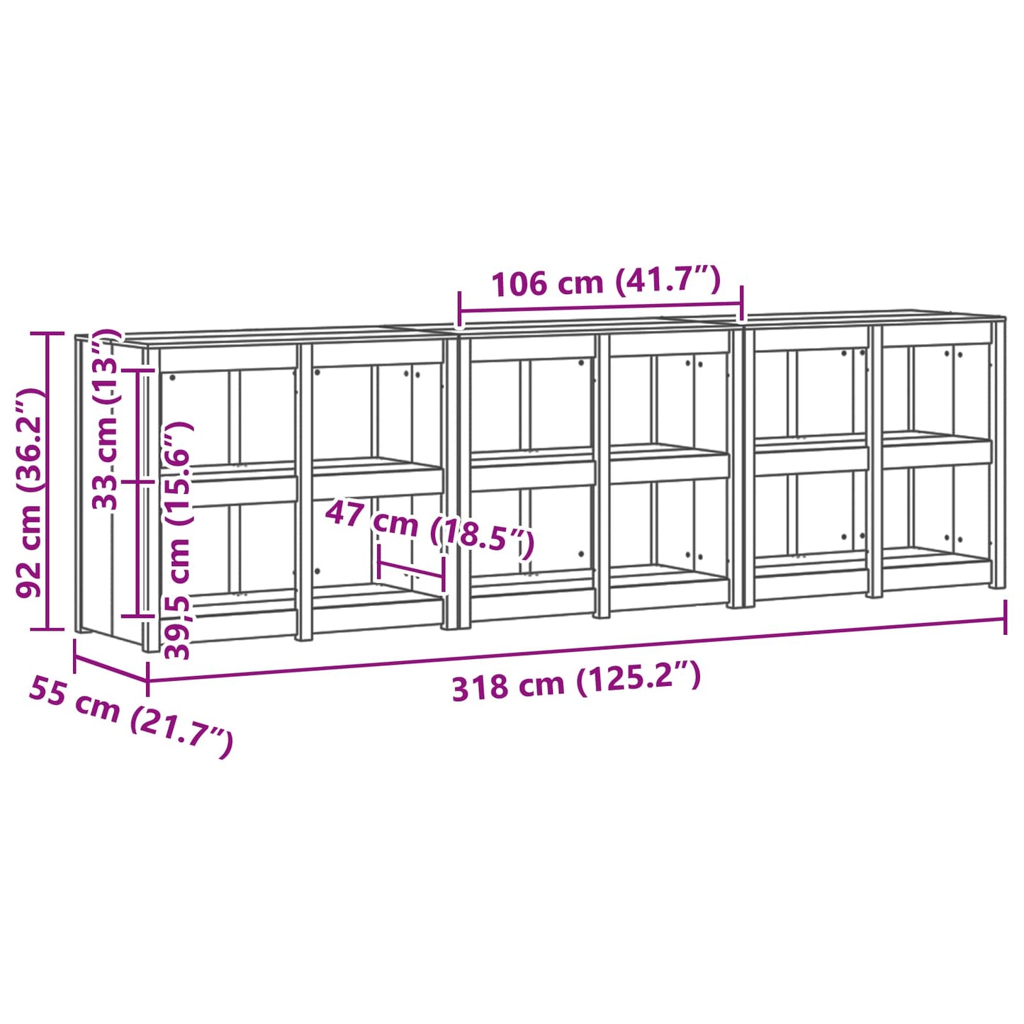 vidaXL Outdoor Kitchen Cabinet MEPPEL 3 pcs White Solid Pine Wood