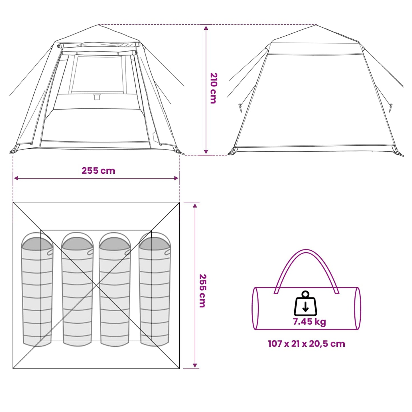 vidaXL Fishing Tent Quick Release -Person 4-Person Light Camouflage