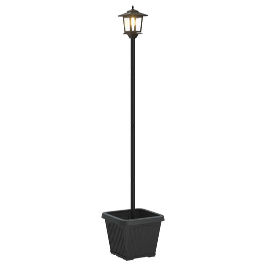 vidaXL Solar Lamp Post with Planter Black 32 x 32 x 158 cm