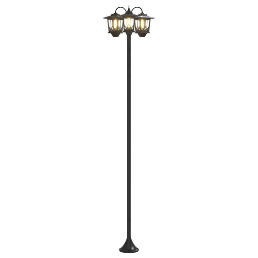 vidaXL 3-Head Lamp Post Black 16 x 16 x 187 cm Aluminum and ABS
