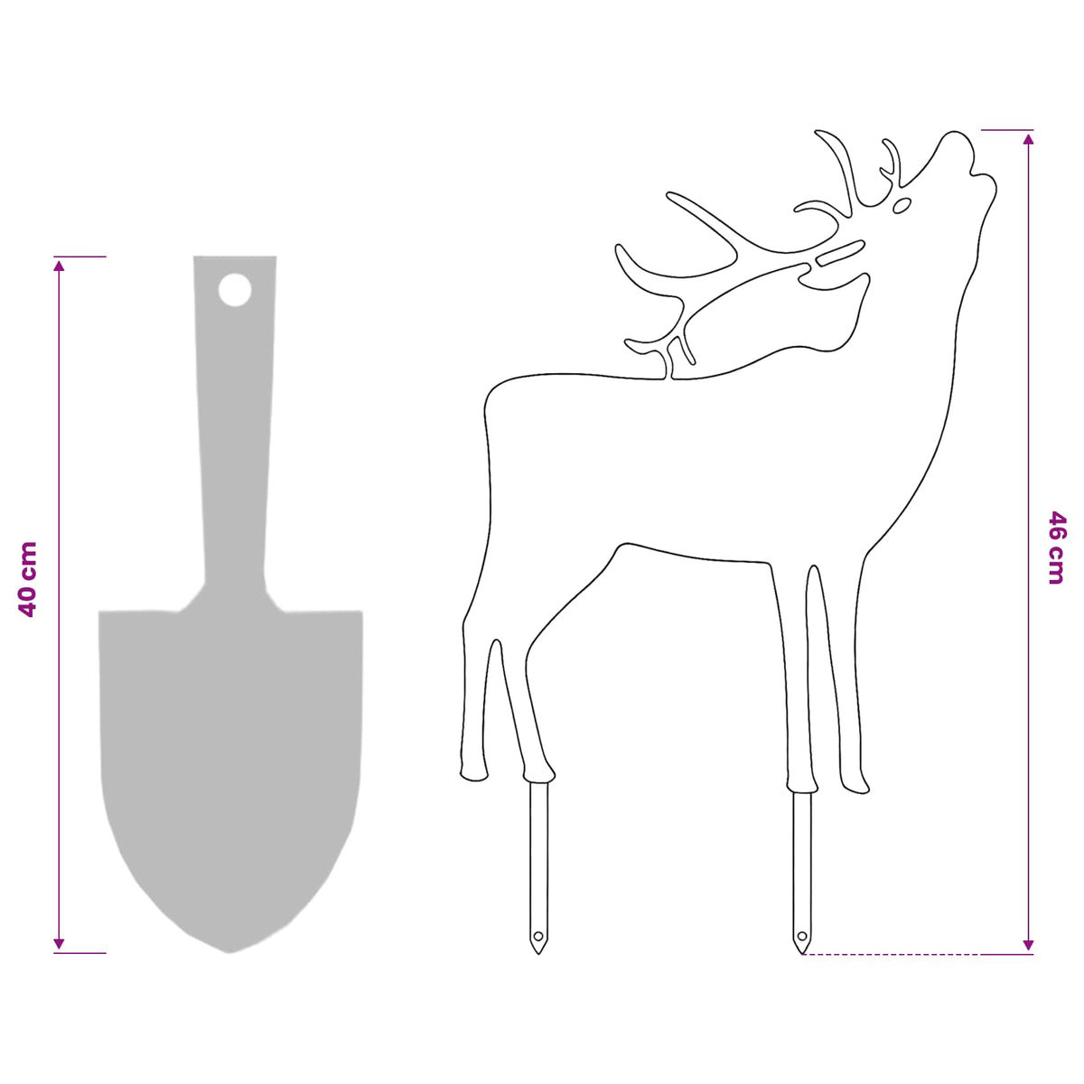 vidaXL Garden Stake 46 x 30 cm Steel Black