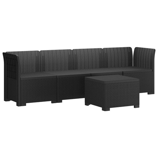 vidaXL 4-Seater Garden Sofa Rattan Look PP Anthracite
