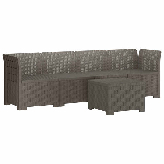 vidaXL 4-Seater Garden Sofa Rattan Look PP Light Grey