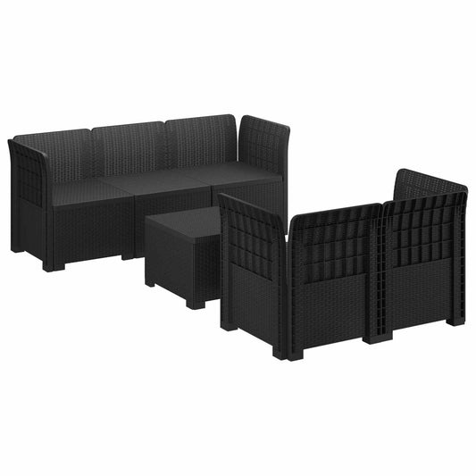 vidaXL 5-Seater Garden Sofa Rattan Look PP Anthracite