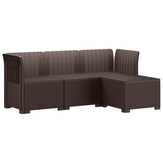 vidaXL 4-Seater Garden Sofa Rattan Look PP Brown