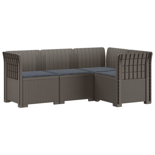 vidaXL 4-Seater Garden Sofa with Cushions Rattan Look PP Light Grey