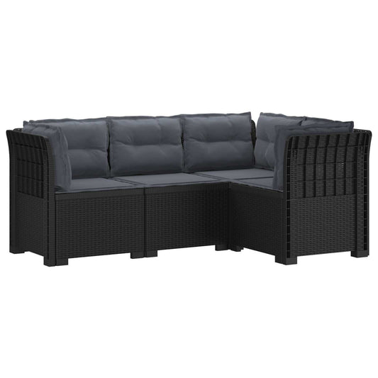 vidaXL 4-Seater Garden Sofa with Cushions Rattan Look PP Anthracite