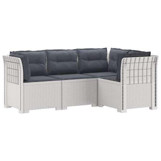 vidaXL 4-Seater Garden Sofa with Cushions Rattan Look PP White