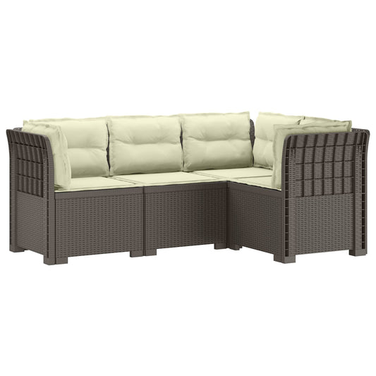 vidaXL 4-Seater Garden Sofa with Cushions Rattan Look PP Light Grey