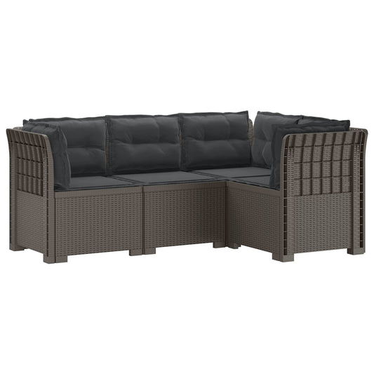 vidaXL 4-Seater Garden Sofa with Cushions Rattan Look PP Light Grey