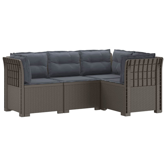 vidaXL 4-Seater Garden Sofa with Cushions Rattan Look PP Light Grey