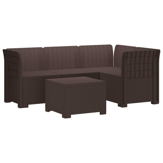 vidaXL 4-Seater Garden Sofa Rattan Look PP Brown