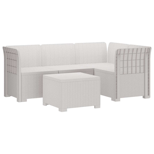 vidaXL 4-Seater Garden Sofa Rattan Look PP White