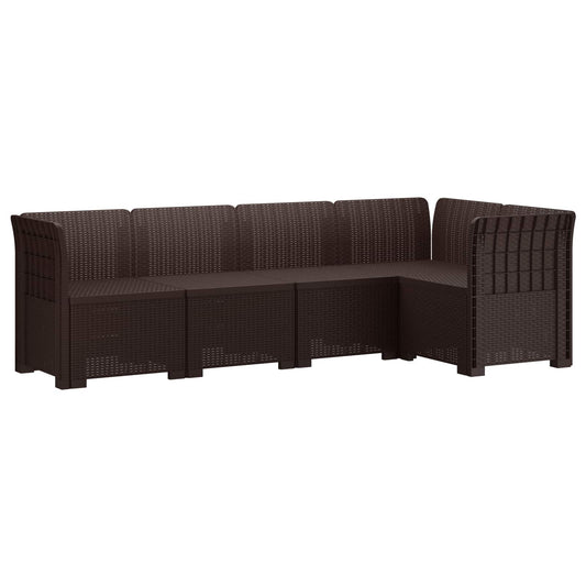 vidaXL 5-Seater Garden Sofa Rattan Look PP Brown