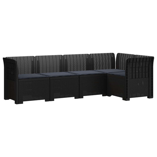 vidaXL 5-Seater Garden Sofa with Cushions Rattan Look PP Anthracite