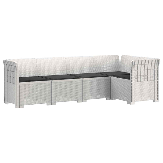 vidaXL 5-Seater Garden Sofa with Cushions Rattan Look PP White