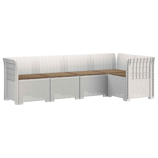 vidaXL 5-Seater Garden Sofa with Cushions Rattan Look PP White