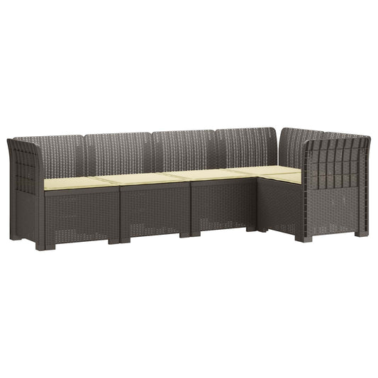 vidaXL 5-Seater Garden Sofa with Cushions Rattan Look PP Light Grey