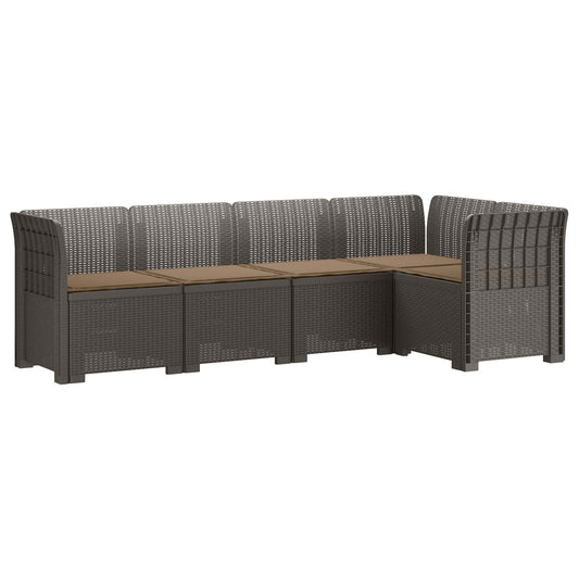 vidaXL 5-Seater Garden Sofa with Cushions Rattan Look PP Light Grey