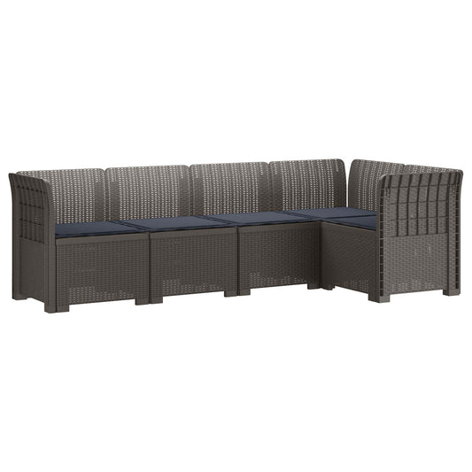 vidaXL 5-Seater Garden Sofa with Cushions Rattan Look PP Light Grey