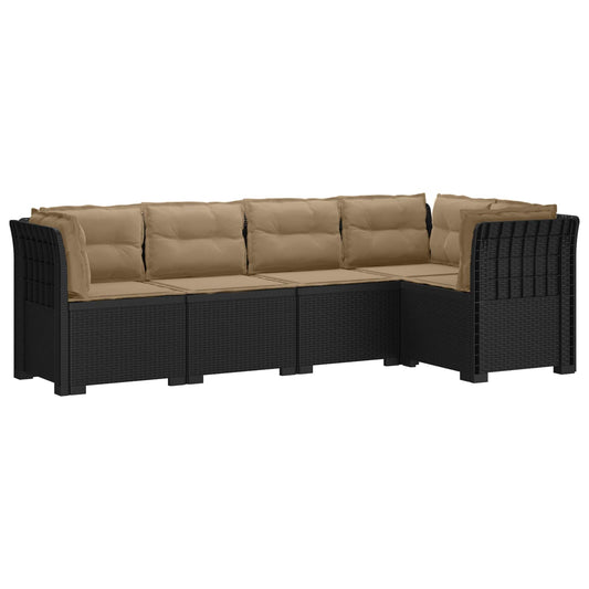 vidaXL 5-Seater Garden Sofa with Cushions Rattan Look PP Anthracite