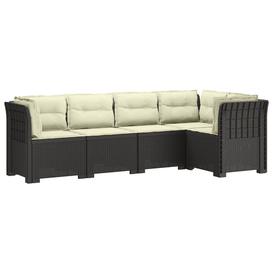 vidaXL 5-Seater Garden Sofa with Cushions Rattan Look PP Light Grey