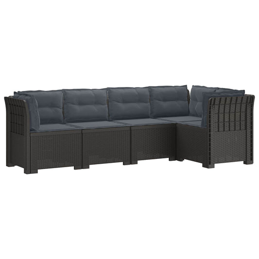 vidaXL 5-Seater Garden Sofa with Cushions Rattan Look PP Light Grey