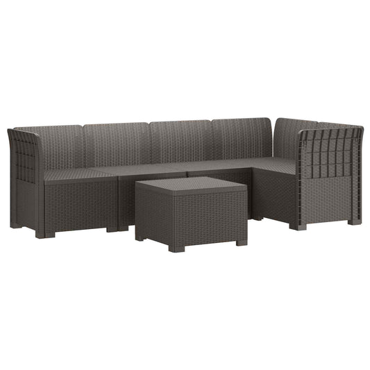 vidaXL 5-Seater Garden Sofa Rattan Look PP Light Grey
