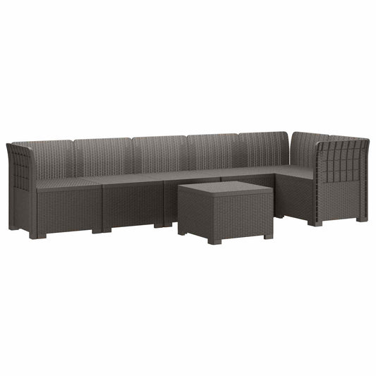 vidaXL 6-Seater Garden Sofa Rattan Look PP Light Grey