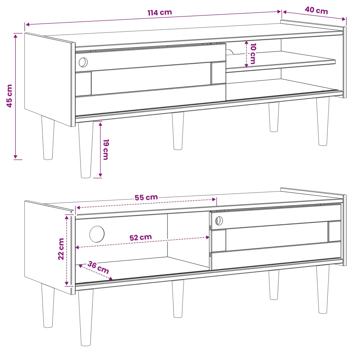 vidaXL TV Cabinet BILBAO 114 x 40 x 45 cm Dark Caramel
