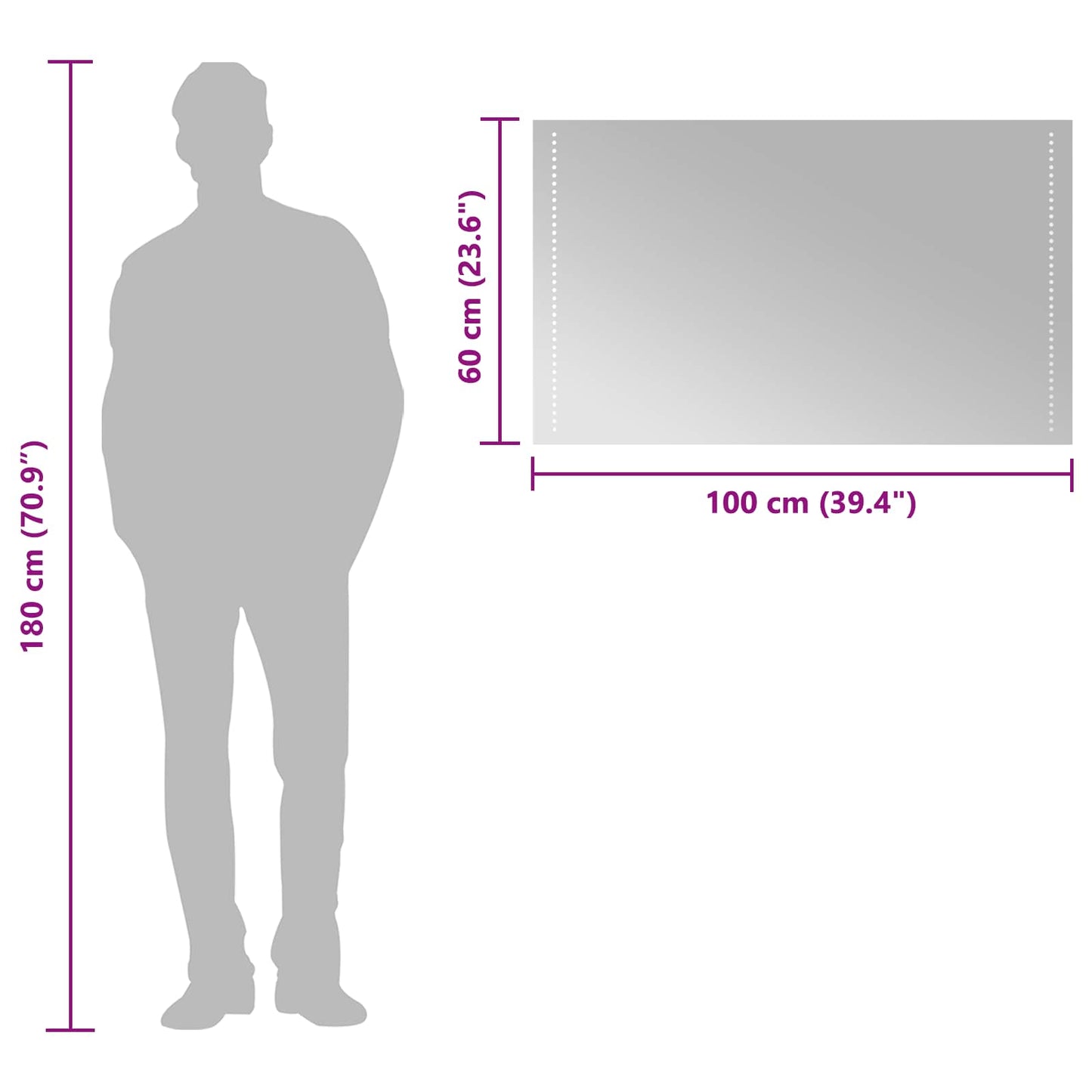 vidaXL LED Bathroom Mirror Transparent 100 x 60 cm Tempered Glass