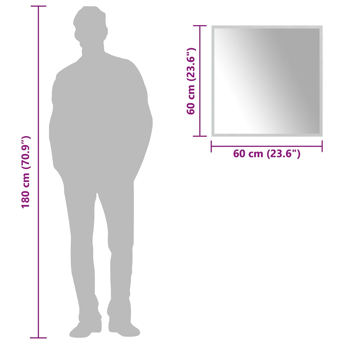 vidaXL LED Bathroom Mirror Transparent 60 x 60 cm Tempered Glass
