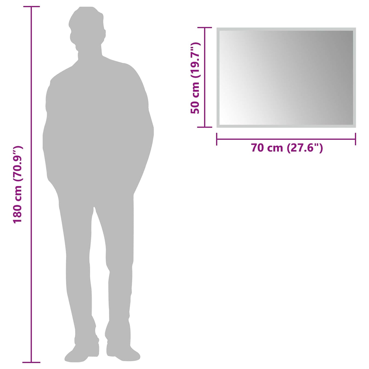 vidaXL LED Bathroom Mirror Transparent 70 x 50 cm Tempered Glass