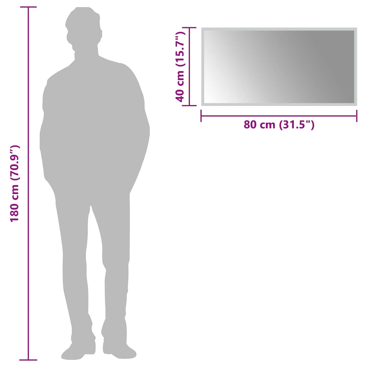 vidaXL LED Bathroom Mirror Transparent 80 x 40 cm Tempered Glass