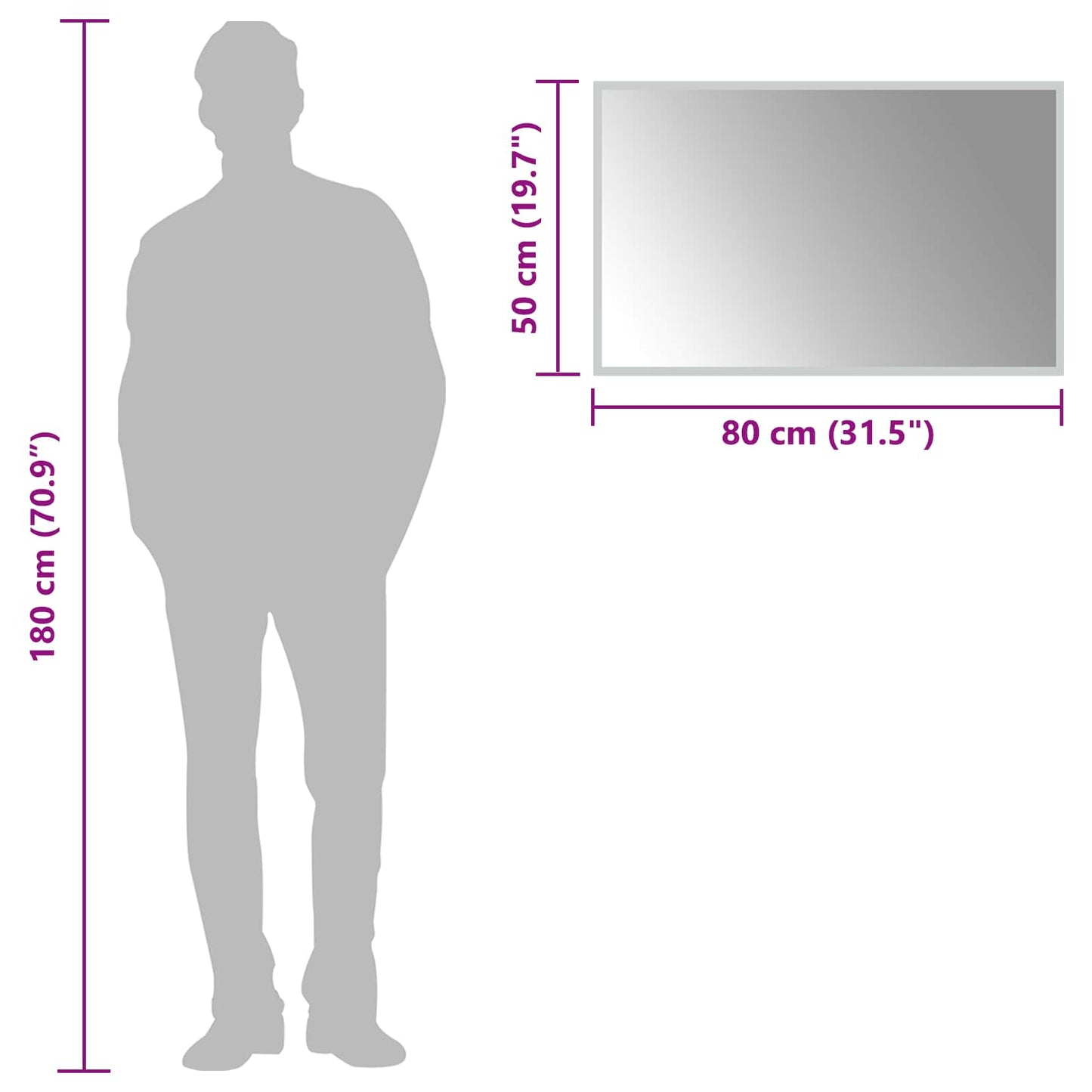 vidaXL LED Bathroom Mirror Transparent 80 x 50 cm Tempered Glass