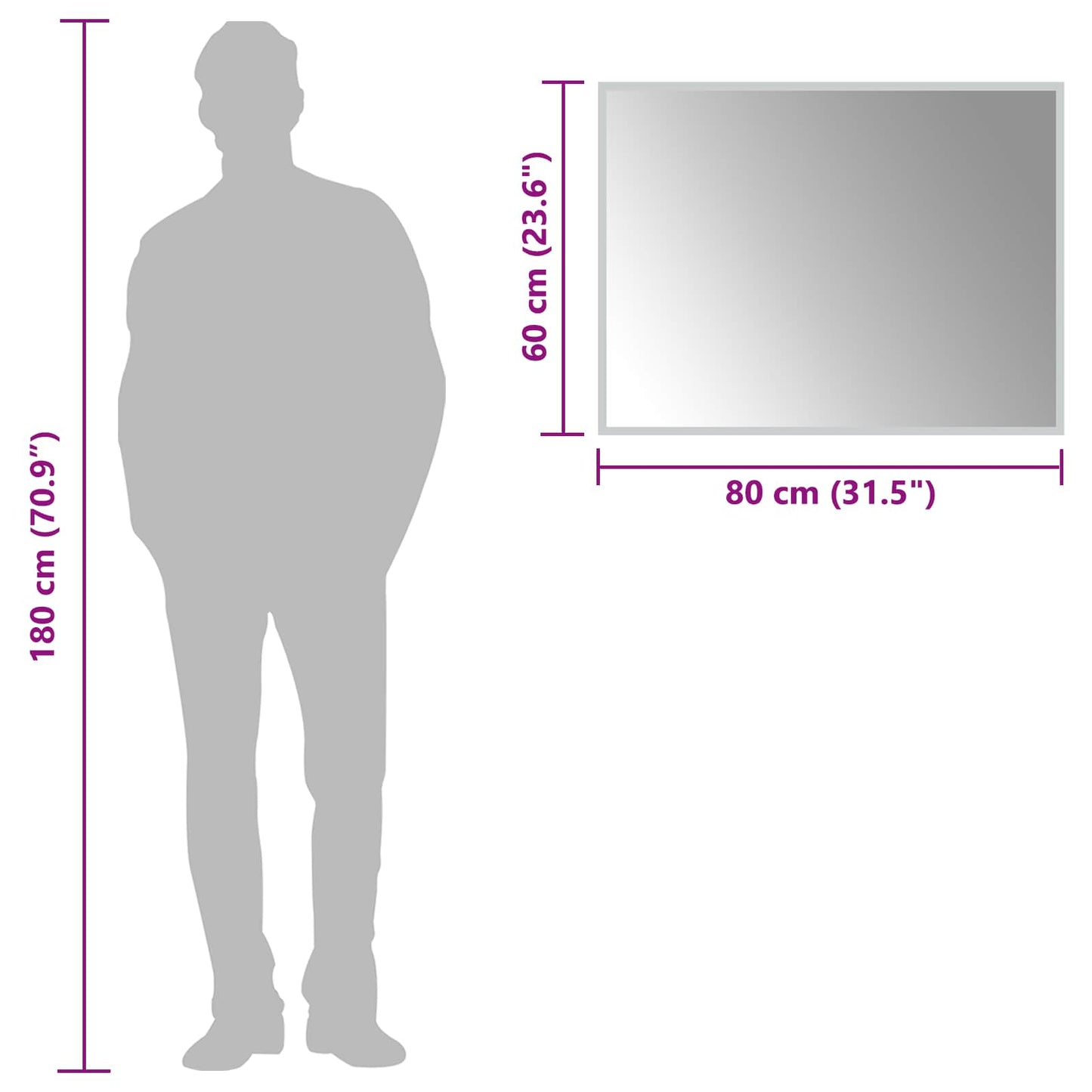 vidaXL LED Bathroom Mirror Transparent 80 x 60 cm Tempered Glass