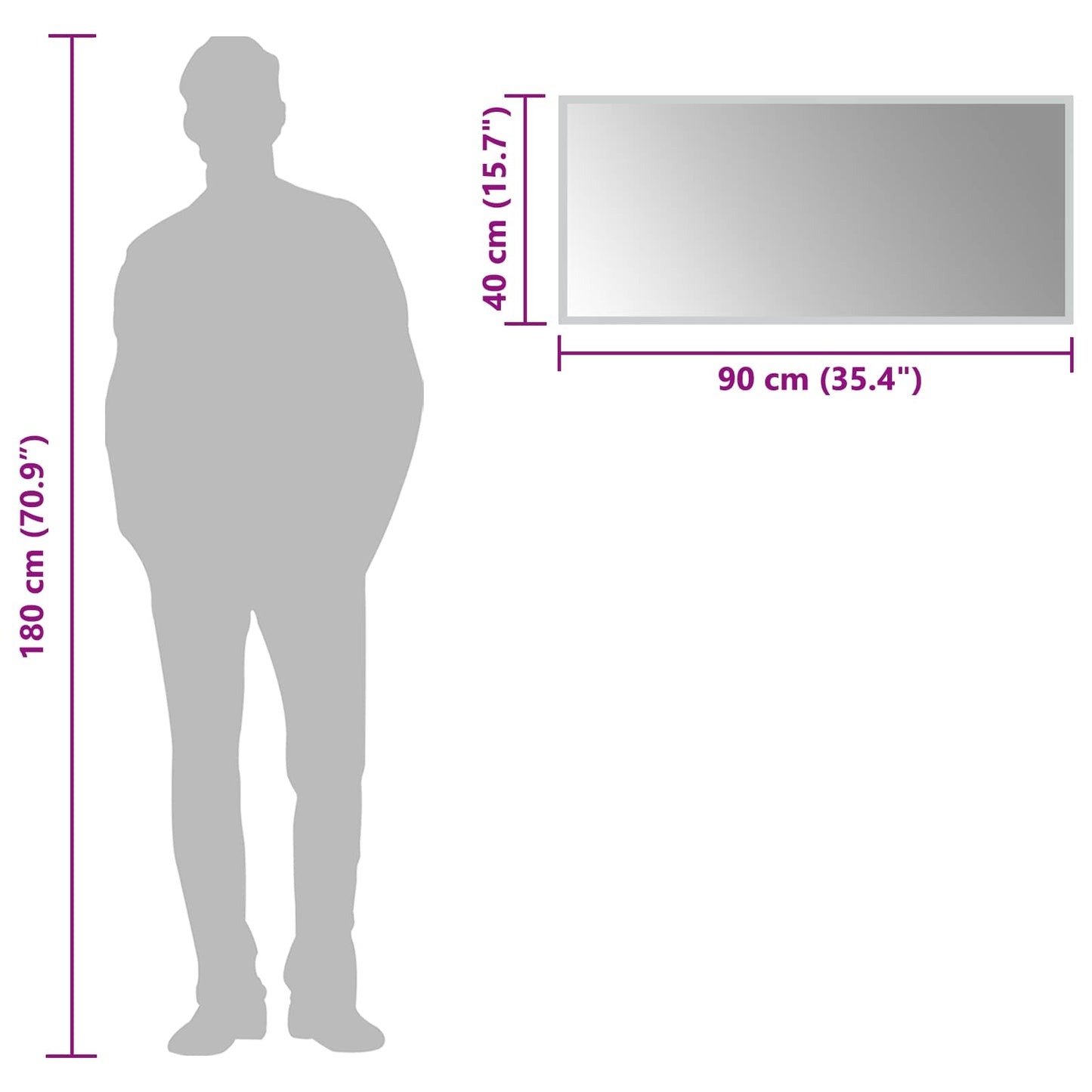 vidaXL LED Bathroom Mirror Transparent 90 x 40 cm Tempered Glass