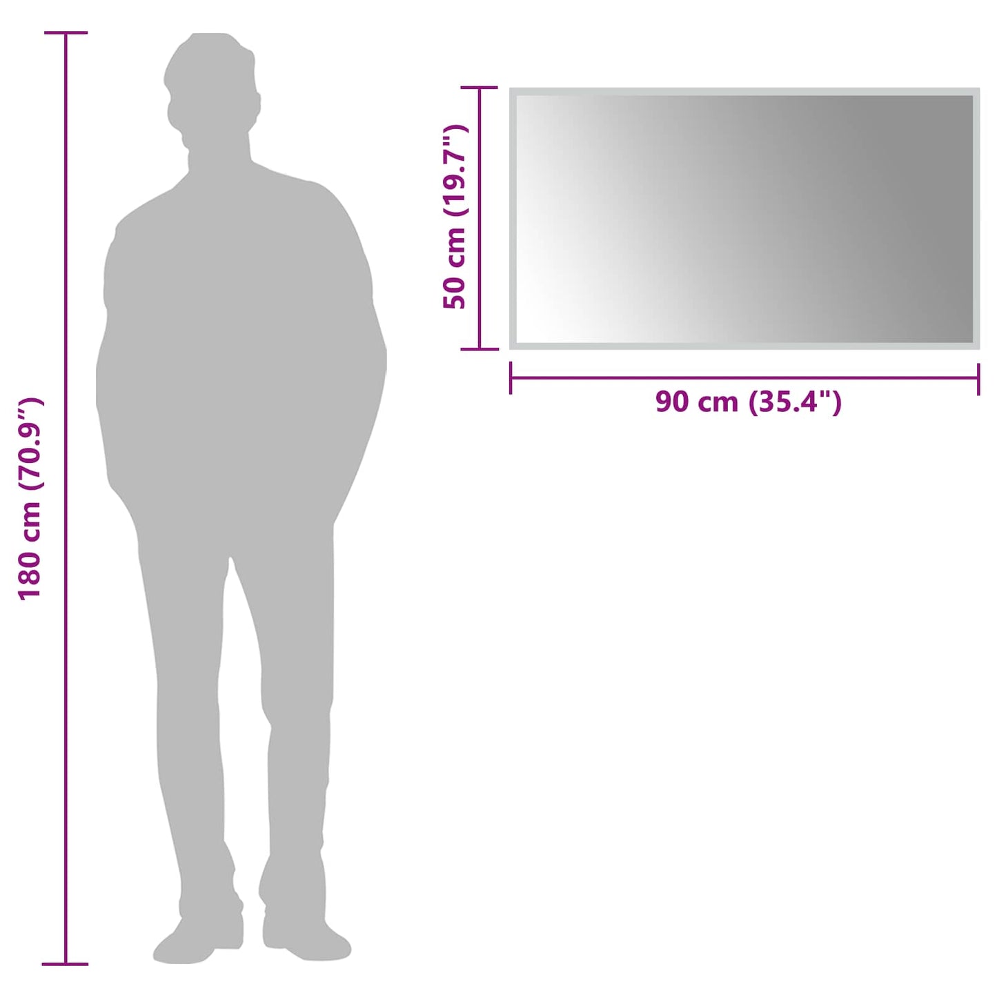 vidaXL LED Bathroom Mirror Transparent 90 x 50 cm Tempered Glass