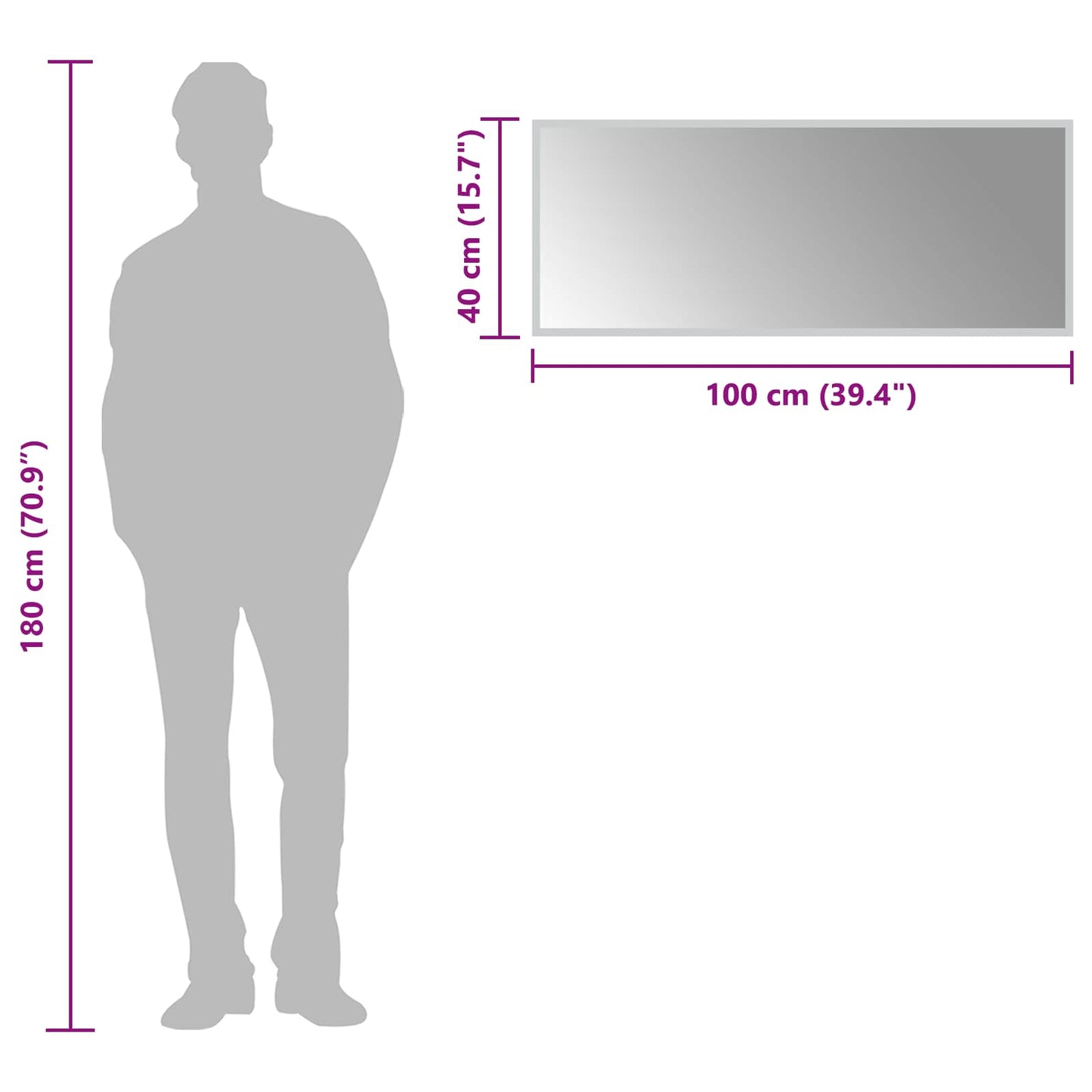 vidaXL LED Bathroom Mirror Transparent 100 x 40 cm Tempered Glass