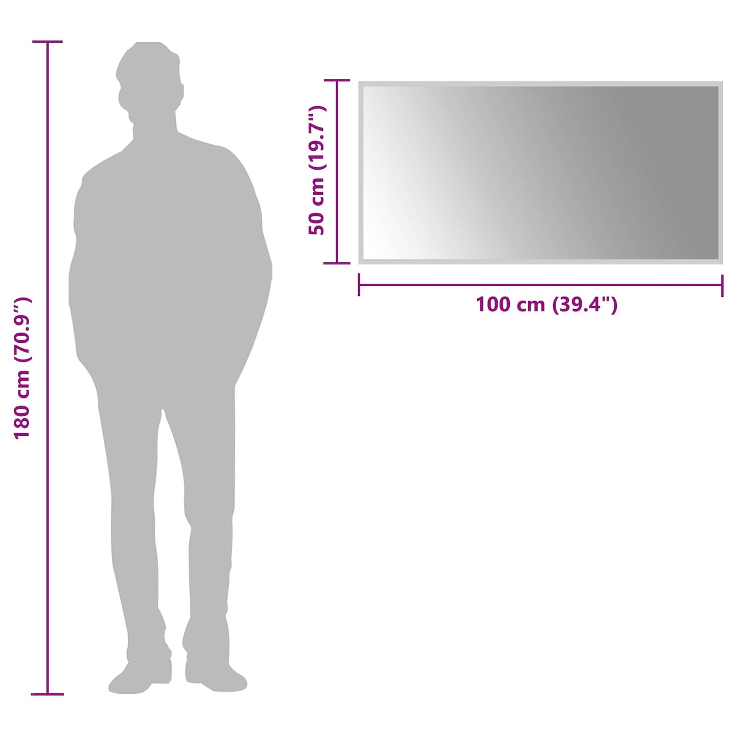 vidaXL LED Bathroom Mirror Transparent 100 x 50 cm Tempered Glass