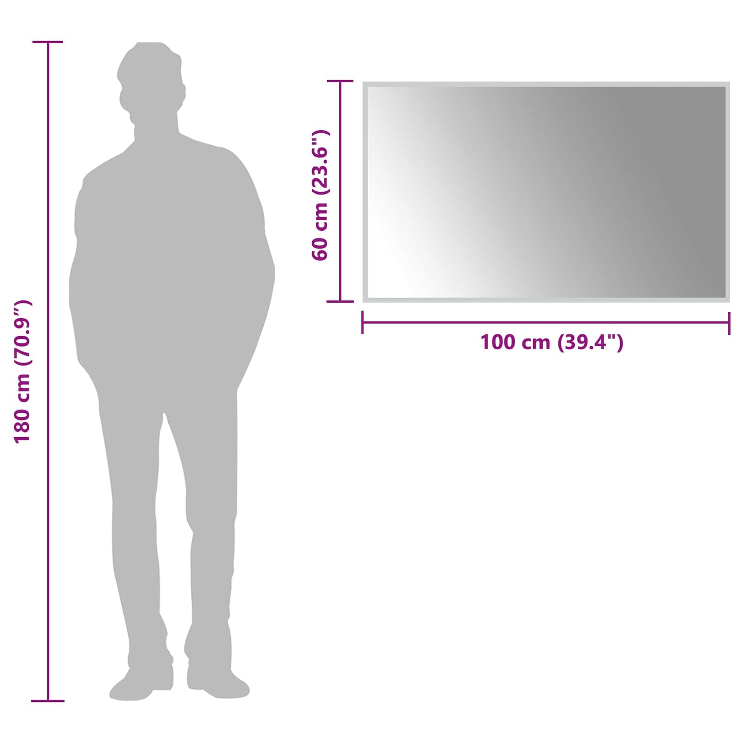 vidaXL LED Bathroom Mirror Transparent 100 x 60 cm Tempered Glass
