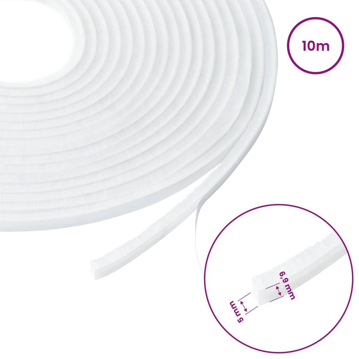 vidaXL Self-Adhesive Door Brush Seal 10 m PP White