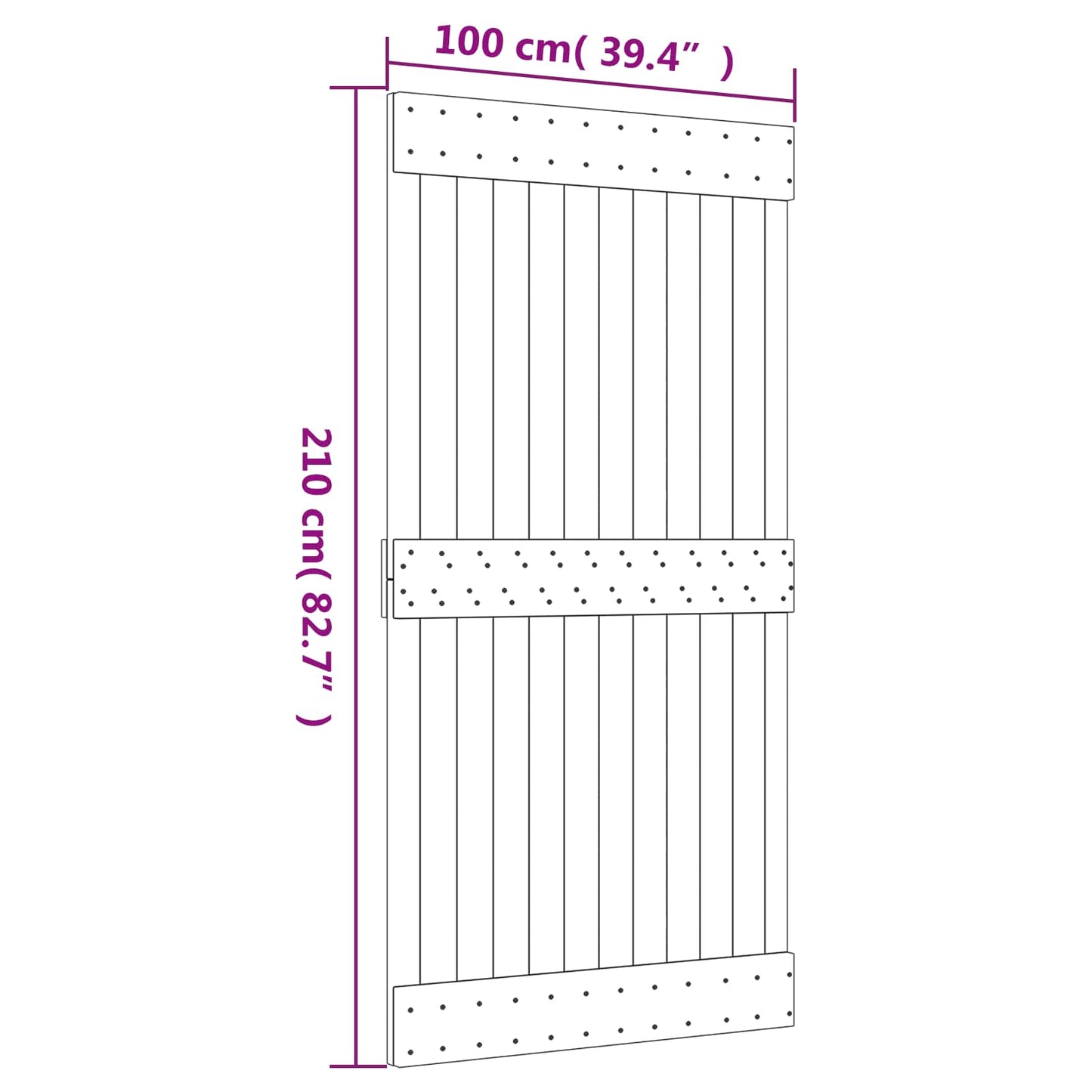vidaXL Sliding Door Natural and White 100 x 210 cm Solid Pine Wood