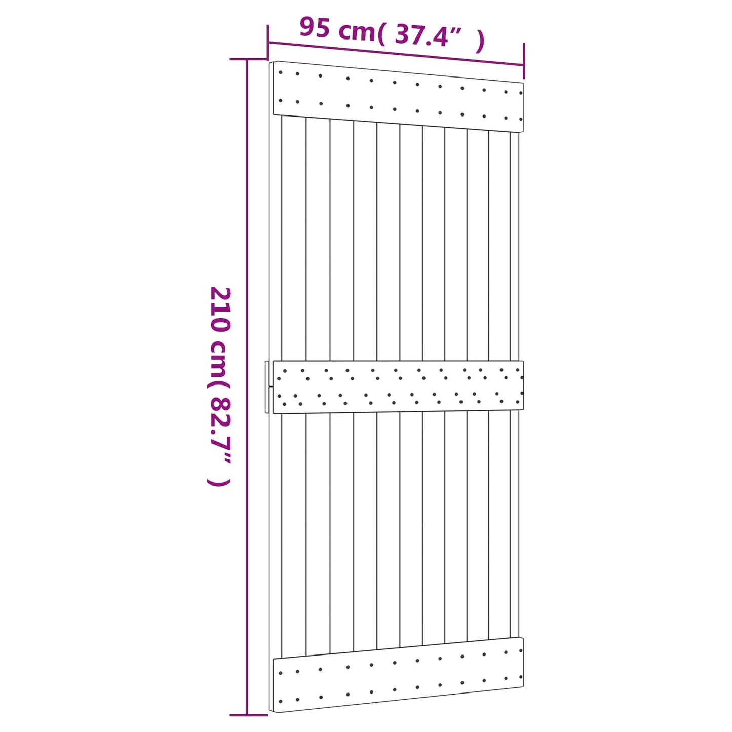 vidaXL Sliding Door Natural and White 95 x 210 cm Solid Pine Wood