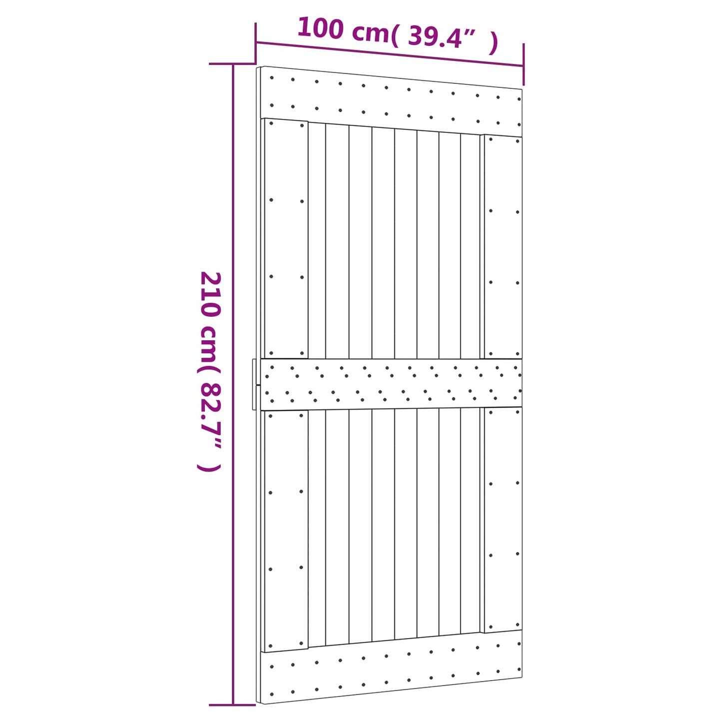vidaXL Sliding Door Natural and White Solid Pine Wood (Untreated)
